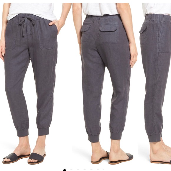 Caslon Linen Print Knit Joggers Sz S 